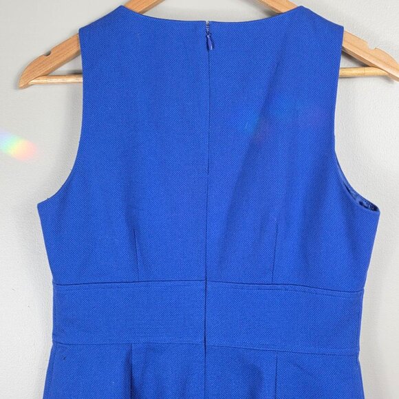 J. Crew Cobalt Blue V Neck Sleeveless A Line Dress - Picture 7 of 8
